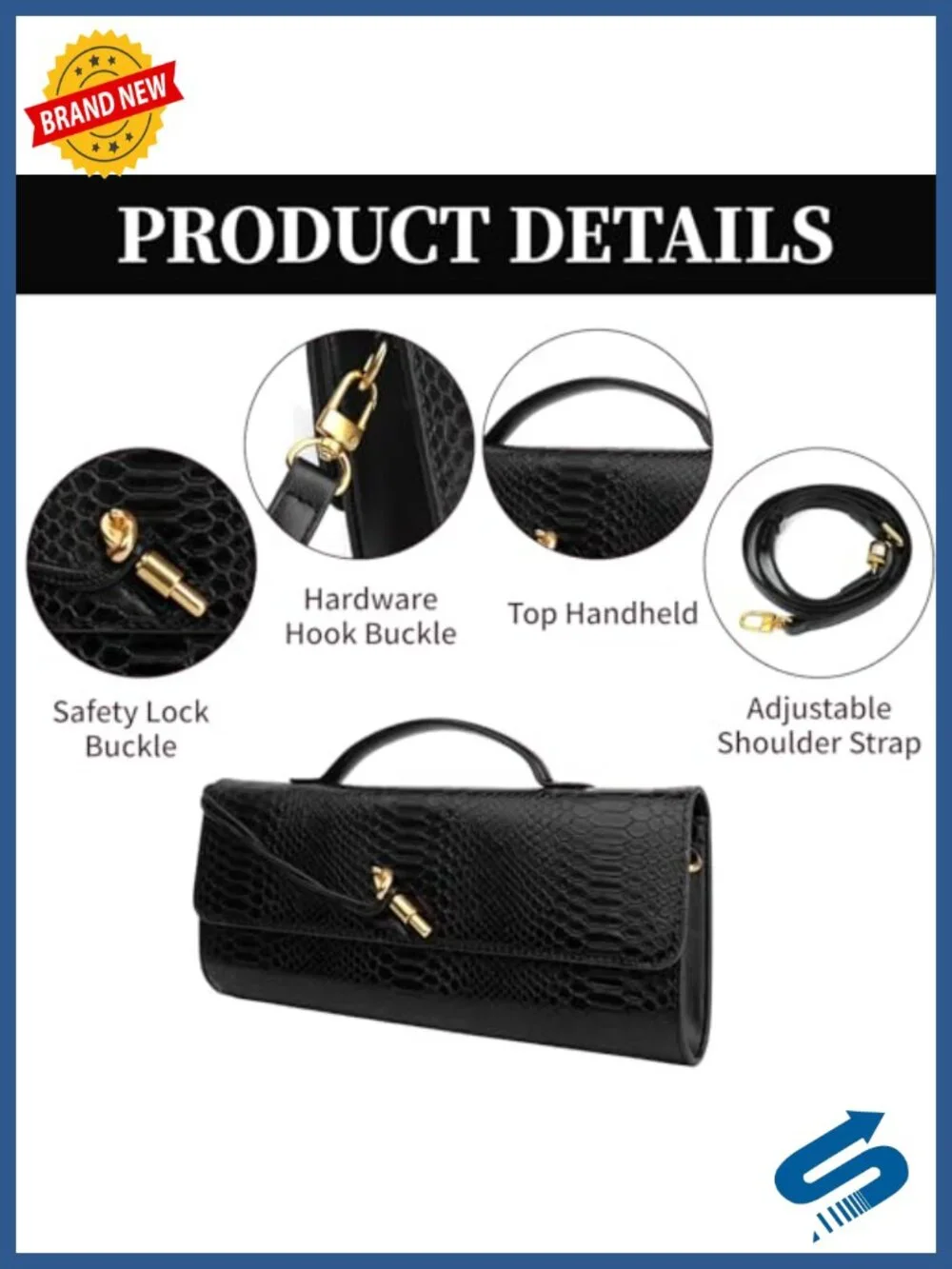 Woven Snake Embossed Faux Leather Clutch Evening Handbag Satchel